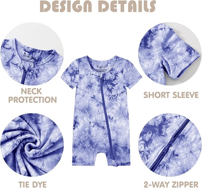Jimonda Baby Bamboo Viscose Tie Dye Rompers Girl/Boys 3pc Pjs | Premium Soft - Image 6
