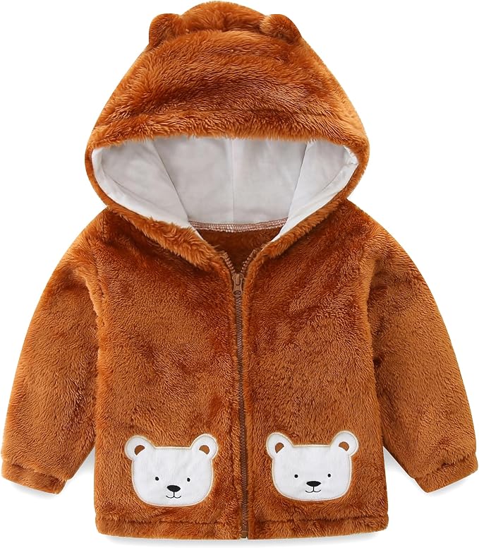 Newborn Infant Baby Boys Girls Cartoon Fleece Hooded Jacket Coat by BabymineStartFromTheHeart