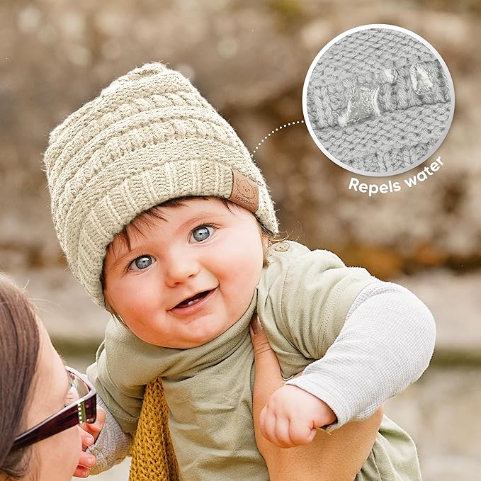 3-Pack Baby Beanies for Boys, Girls - Stretchy Knit Baby Hats, Cute Newborn & Toddler Winter Hat, Soft & Warm Infant Beanie 0-6 Months (Cloud, S)