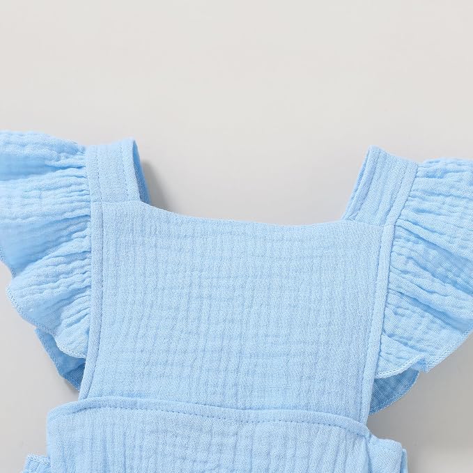 YOUNGER TREE Toddler Baby Girl Ruffled Sleeveless Romper Casual Summer Jumpsuit - Image 5