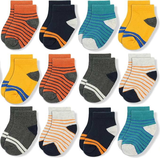 Baby Non-Slip Ankle Socks 12 Pack Soft Cotton by JAKIDAR