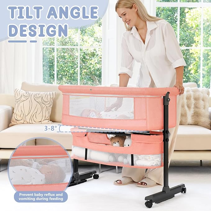 Semphis 3 in 1 Bassinet Bedside Sleeper, Baby Bassinets Bedside Sleeper - Image 5