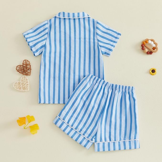 Kuriozud Kids Toddler Boy Pajamas Summer Shirt Top and Shorts Set - Image 5