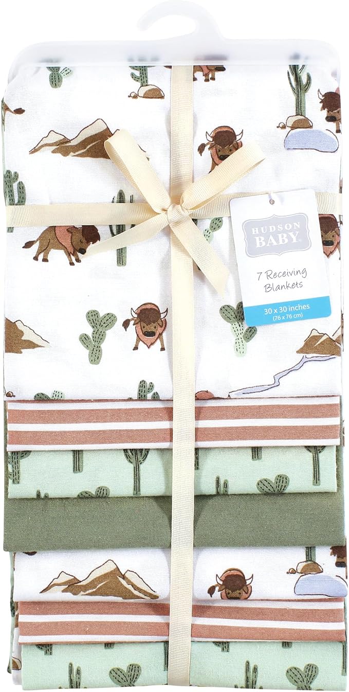 Hudson Baby Unisex Baby Cotton Poly Flannel Receiving Blankets Bundle, - Image 2