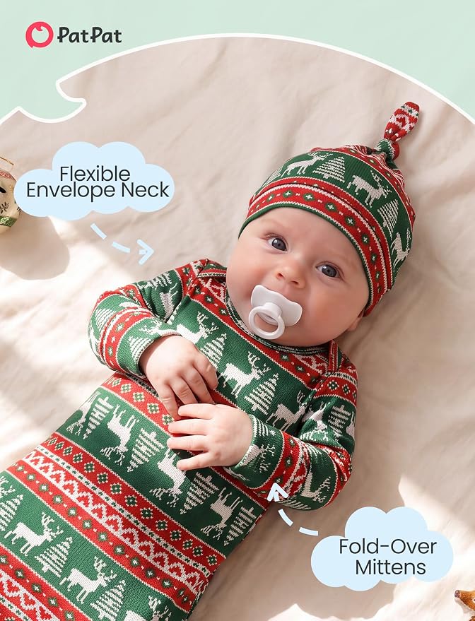 PATPAT Baby Sleeper Gown with Hat - Image 3
