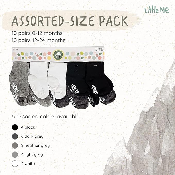 Little Me 20-Pack Newborn Baby Infant & Toddler Unisex Socks, - Image 3