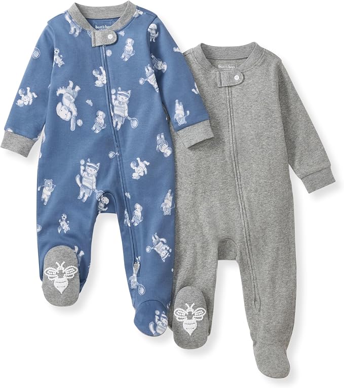 Burt's Bees Baby Boys' Organic Cotton, Sleep and Play Footed Pajamas | Easy zip by BurtsBeesBaby