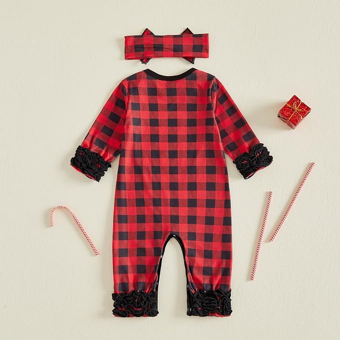 Newborn Baby Girl Clothes Jumpsuit Ruffle Romper Bodysuit Pants Headband - Image 6
