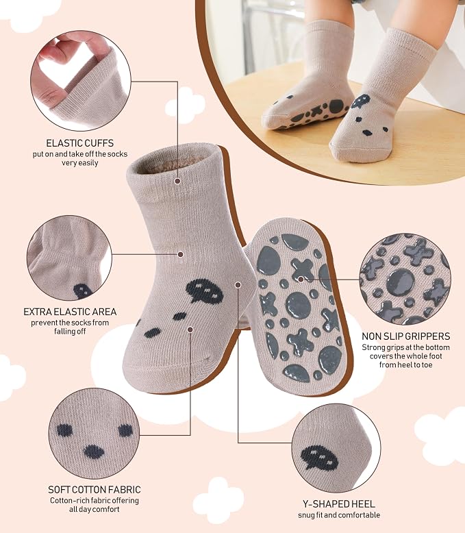 LANLEO Baby Toddler Socks with Grips Baby Toddlers Girls Boys Non Slip Grip - Image 4
