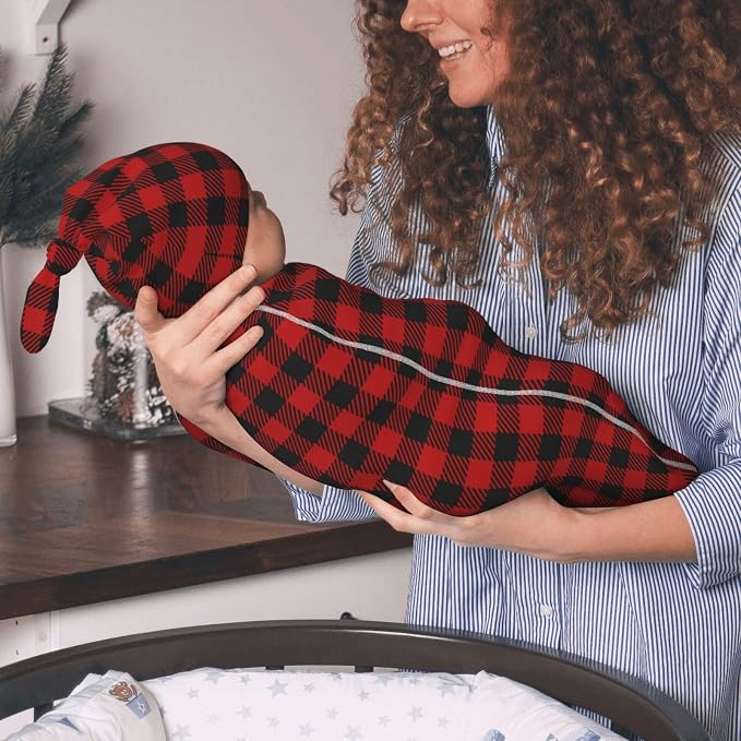 Christmas Checkered Swaddle Blankets Soft Receiving Blanket Baby Swaddle Wrap - Image 5
