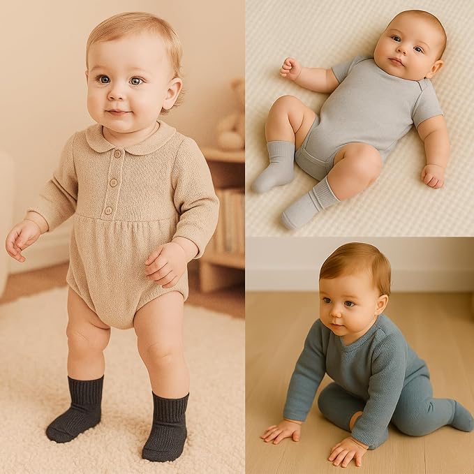 bistyle Baby Grip Ankle Socks 6 Pairs | Newborn Infant Toddlers Sock Organic - Image 2