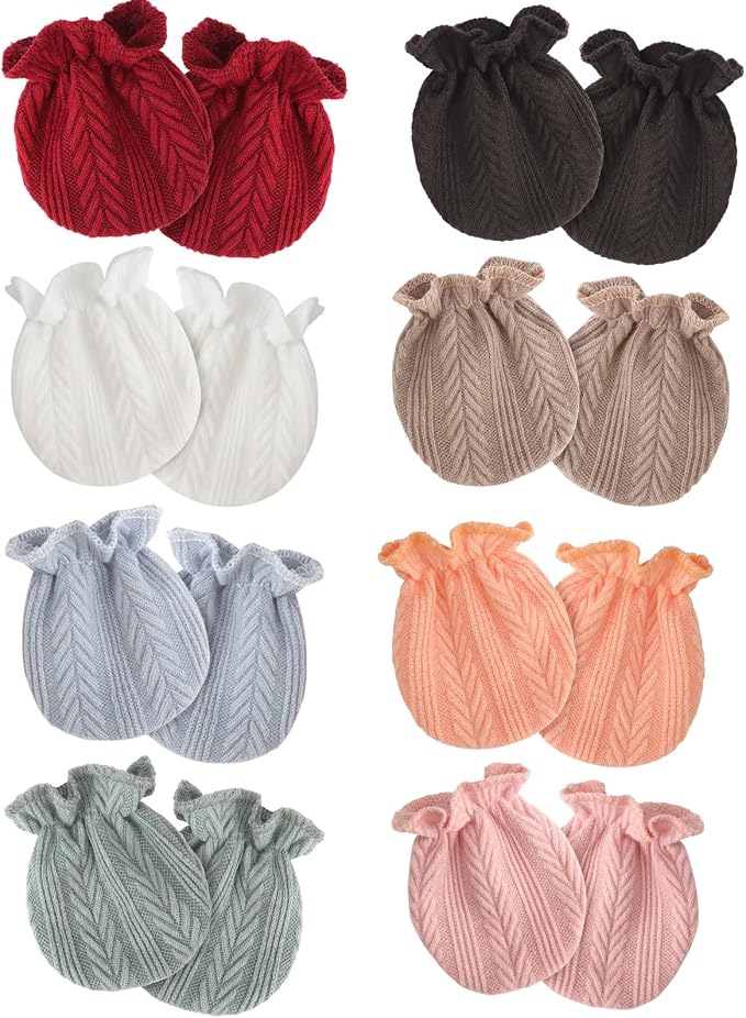 AQOKKA Newborn Baby Mittens No Scratch Cotton Elastic Wrist Gloves Infant by AQOKKA