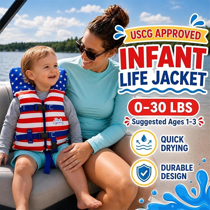 Dark Lightning USCG Approved Infant Life Jacket 0-30 lbs, Toddler Swim Vest and - Image 4