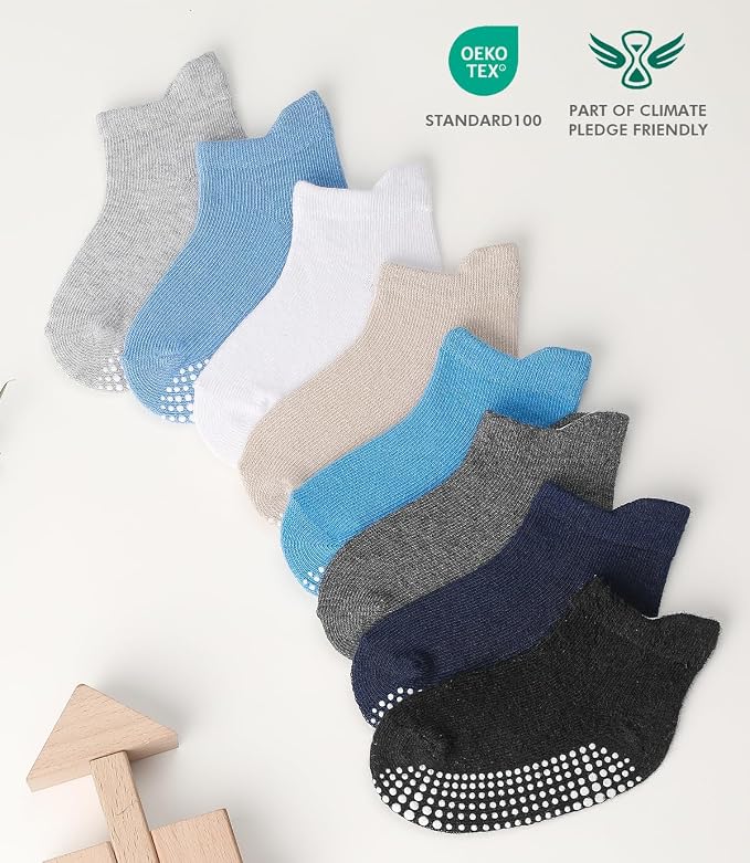 Baby Non Slip Grip Ankle Socks for Infants Toddlers Kids Boys Girls 9 Pack | - Image 6