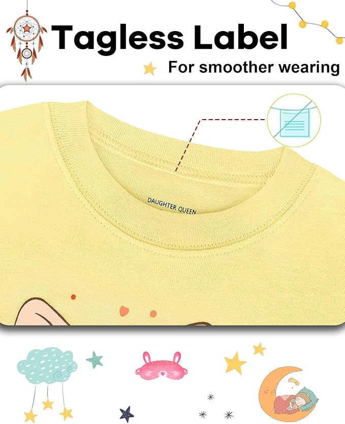 DAUGHTER QUEEN Girls Summer Pajamas Set 4 Pieces 100% Cotton Sleepwear Size 18 - Image 3