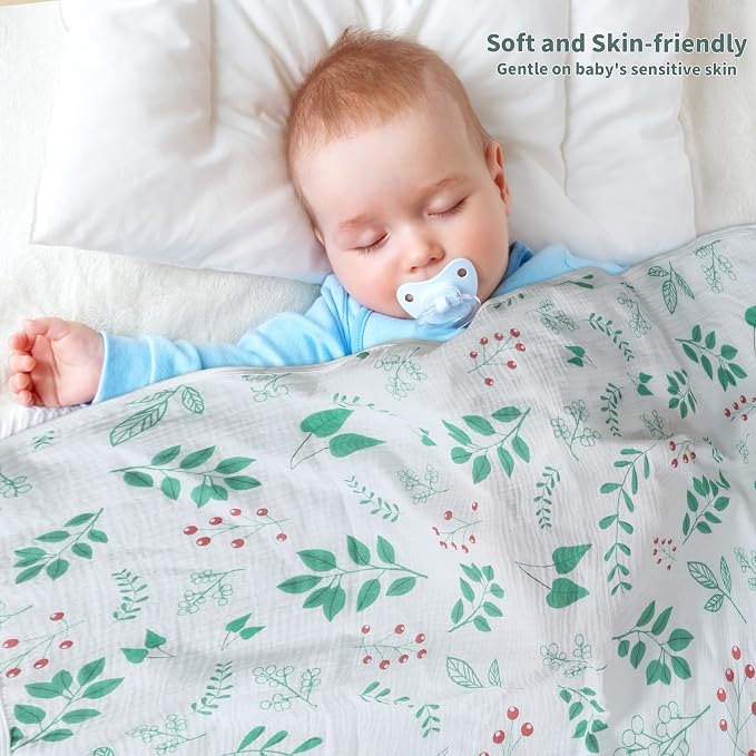 Muslin Swaddle Blankets for Newborn, 2 Pack Breathable Soft Receiving Blanket - Image 3