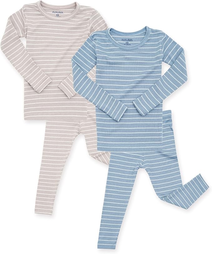 AVAUMA Stripe Pattern Baby Boys Girls Pajama Set Kids Toddler Snug fit Ribbed by AVAUMA