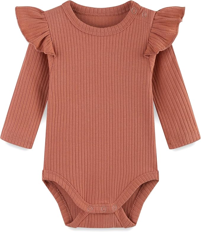 Baby Girl Knit Ruffle Outfit Clothes Ribbed 100% Organic Cotton Solid Color by Unknown