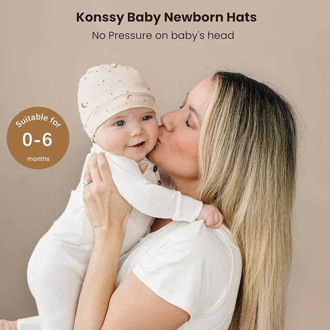Konssy 6 Pack Baby Newborn Hats, Soft Beanie Hat - Image 2