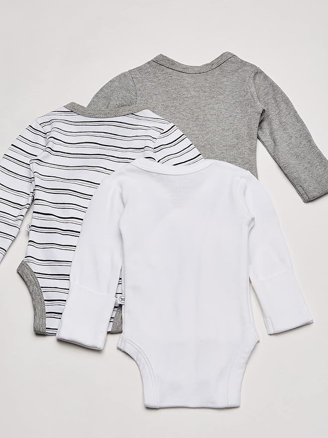 HonestBaby Baby 3-pack Long Sleeve Side-snap Kimono Bodysuits Organic Cotton - Image 4