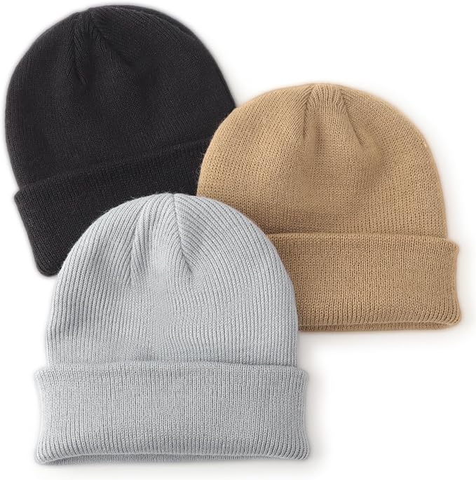 DRESHOW BQUBO 3 Pack Baby Beanies Toddler Kids Winter Hats Soft Knit Hat by DRESHOW