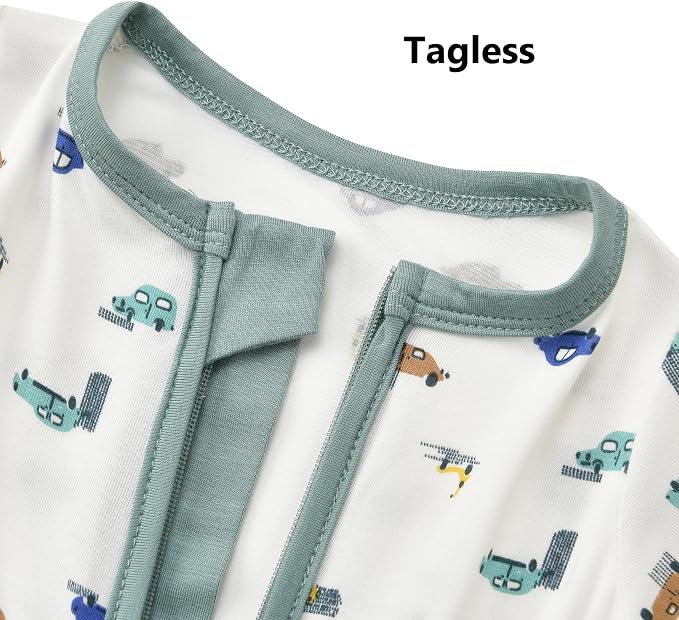 Aablexema Baby Short Sleeve Footless Pjs Zipper Romper 3-Pack | Soft Breathable - Image 4