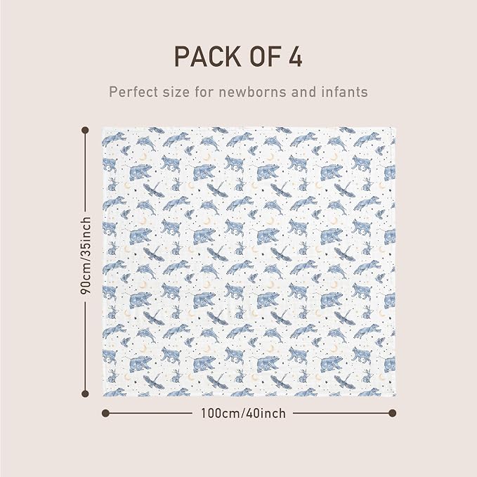 GLLQUEN BABY Muslin Swaddle Blankets 4Pk Receiving Blanket Large 35" x 40" | - Image 5