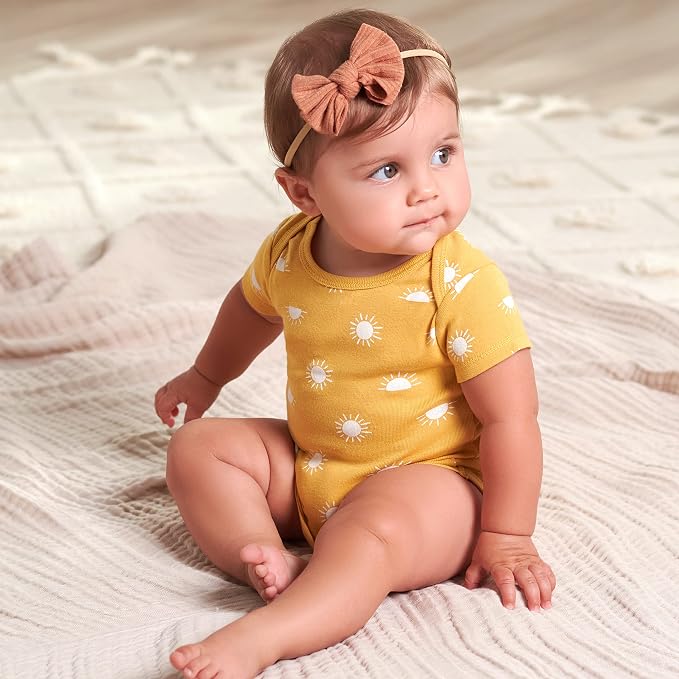 Gerber Baby Girls 5-Pack Short Sleeve Variety Onesies Bodysuits - Image 5
