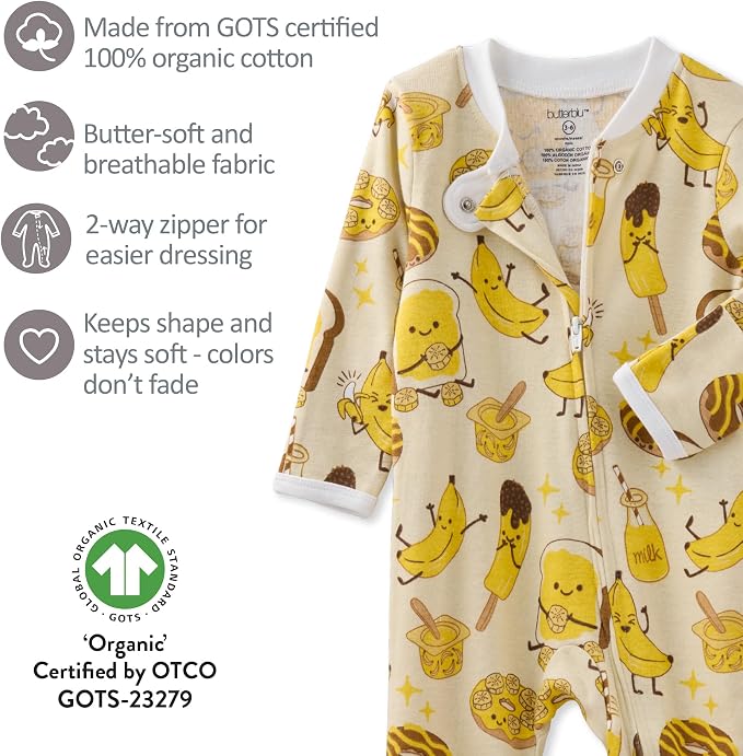 Butterblu Scout Sleep & Play 100% Organic Cotton Footed Zip Front PJs | GOTS - Image 6