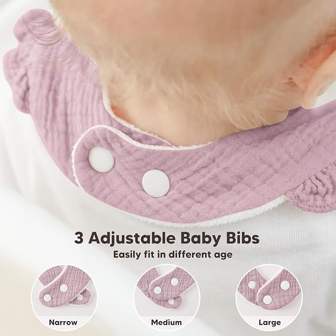 Bearmoss 6 Pack Baby Girl Bibs for Newborn, Muslin Bibs - Image 5