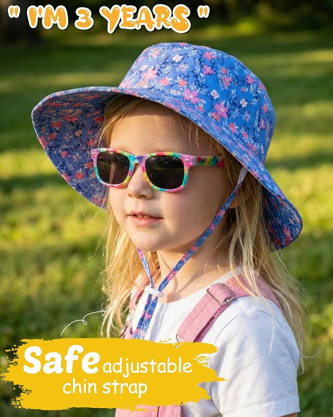 Baby Sun Hat Kids Summer Sun Protection Toddler Bucket Hat Wide Brim Adjustable - Image 4