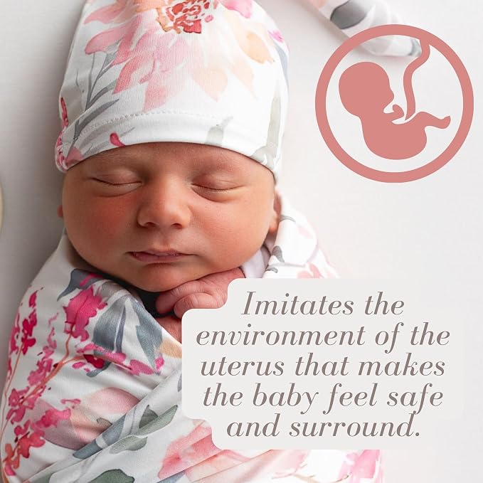 Newborn Baby Swaddle Set Headband Beanie and Name Card - Image 6