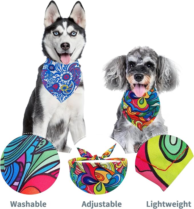 7 PCS Small Dog Bandanas Paisley Hemming Seam Edge Dog Bandana - Image 4