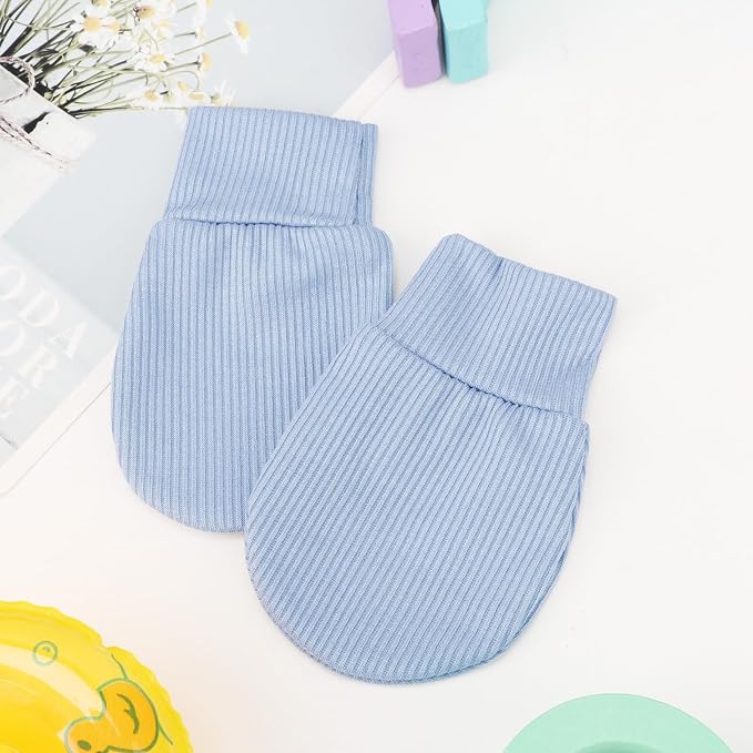 AQOKKA Newborn Baby Mittens No Scratch Cotton Elastic Wrist Gloves Infant - Image 3
