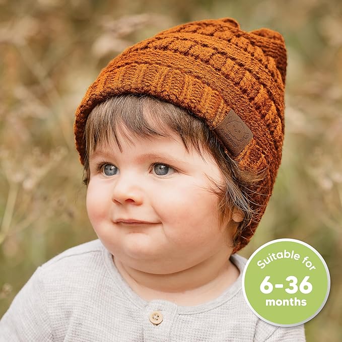 3-Pack Baby Beanies for Boys, Girls - Stretchy Knit Baby Hats, Cute Newborn & Toddler Winter Hat, Soft & Warm Infant Beanie 6-36 Months (Mars, M)