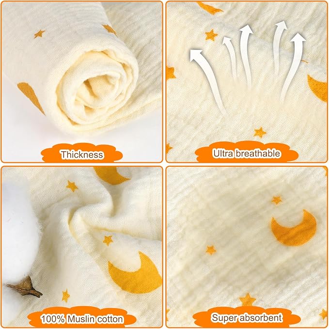 Accmor Muslin Baby Bibs, Soft Baby Bandana Drool Bibs - Image 4