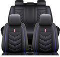 Leather Car Seat Covers Fit for LR Range Rover 2022-2025, 5 Seater Waterproof and Wear-Resistant Seat Cover Interior Accessories(Full Set,Black&Blue)