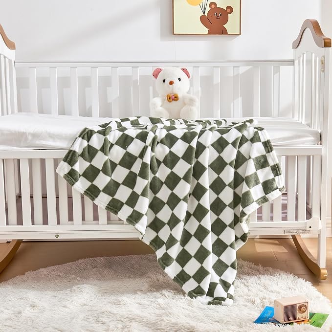 Yurhap Checkered Baby Blanket Fleece Baby Blankets - Image 5