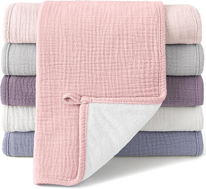 Bearmoss Muslin Burp Cloths, 100% Cotton Baby Burping Clothes, Large Extra Soft by Bearmoss