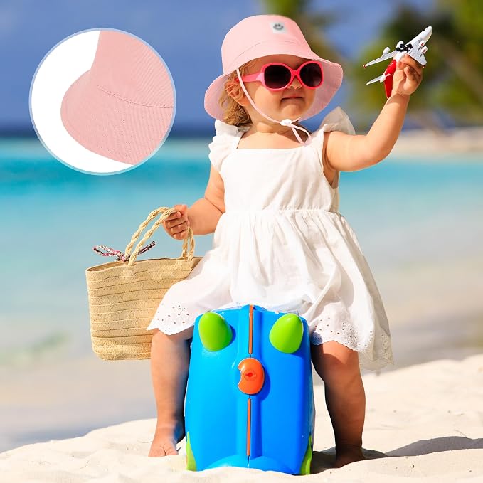 Cooraby 5 Pack Baby Sun Hat Adjustable Smile Bucket Hat Sun Protective Cap - Image 7