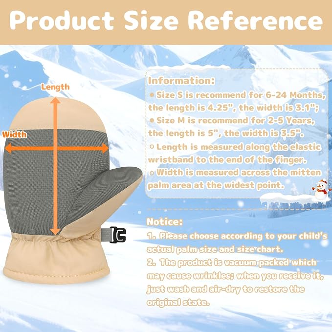Olreco Baby Toddler Mittens Waterproof Infant Baby Winter Mittens Toddler Snow - Image 6