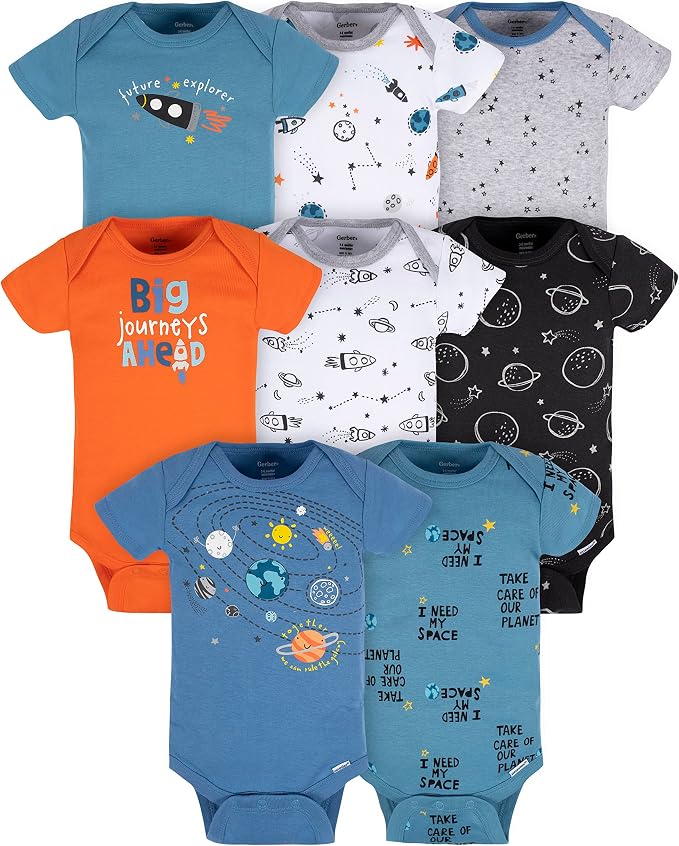 Gerber Baby Boys 8-Pack Short Sleeve Onesies Bodysuits by Gerber