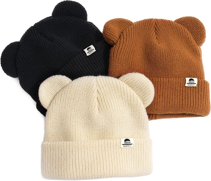 FURTALK Baby Beanie with Bear Ear Warm Knit Winter Hat by FURTALK