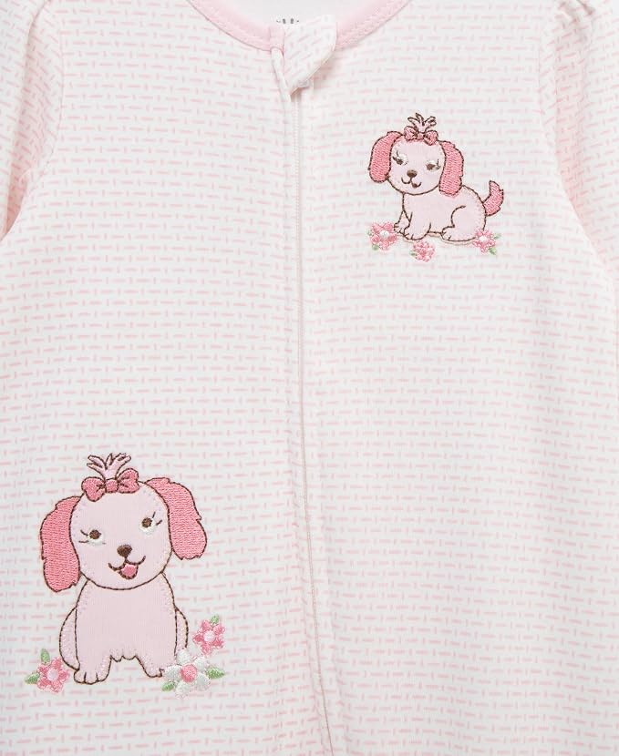 Little Me Clothes for Baby Girls' 100% Cotton Scratch-Free Tag Footie Sleeper - Image 3