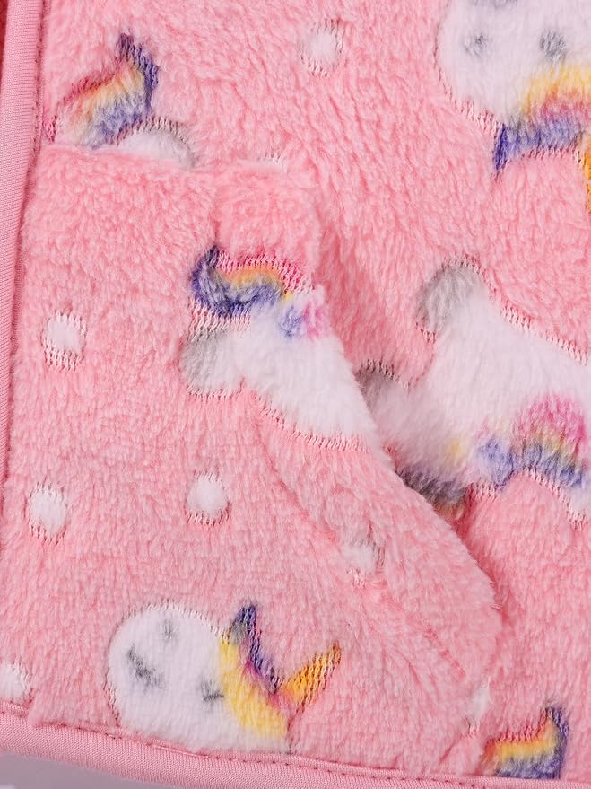 Toddler Baby Girl Fleece Jackets Fall Clothes Hooded Zip Fuzzy Coats - Image 5