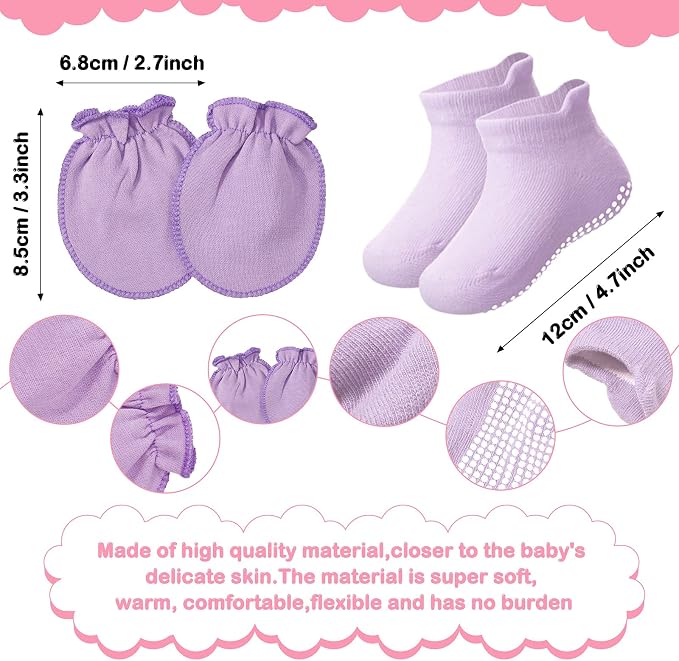 Syhood 4 Sets Baby Hat Mittens Socks Bear Ear - Image 3