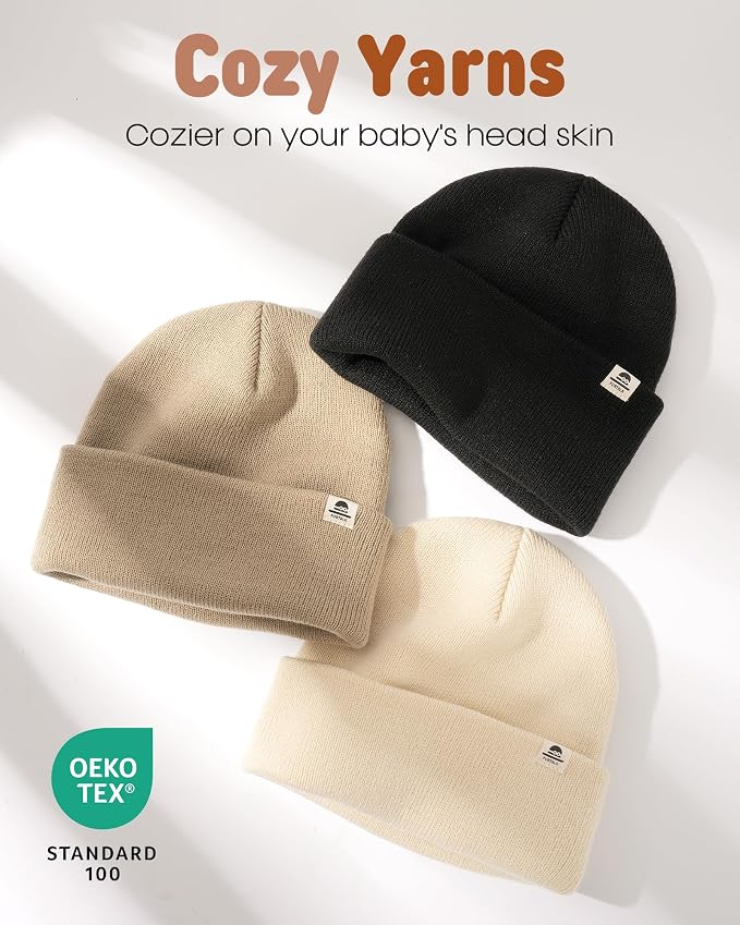 FURTALK Baby Beanie Knit Winter Hats 3 Pack - Image 6