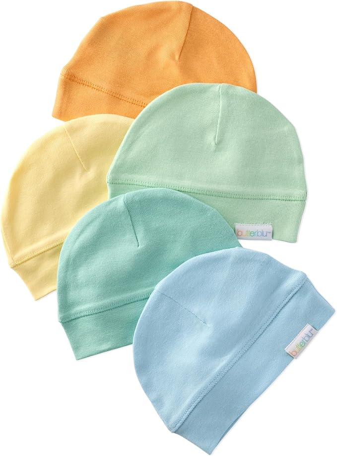 Charlie 5-Pack Caps 100% Organic Cotton Beanie Hats | GOTS certified Organic by Butterblu