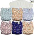 Mama Koala 3.0 Pocket Cloth Diapers for Babies with AWJ Lining, 6 Pack with 6 5-Layer Natural Cloth Diaper Inserts - Reusable and Washable Pocket Diapers(A-Cabin Vibes)