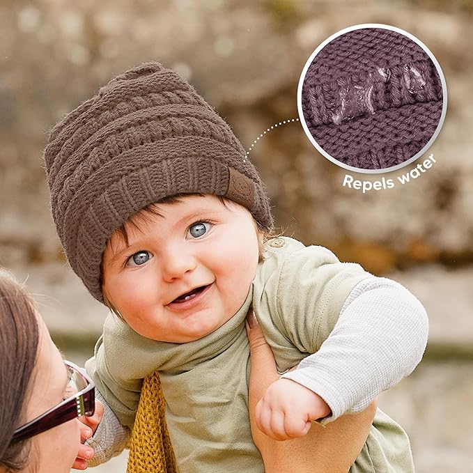 3-Pack Baby Beanies for Boys, Girls - Stretchy Knit Baby Hats, Cute Newborn & Toddler Winter Hat, Soft & Warm Infant Beanie 6-36 Months (Wine, M)
